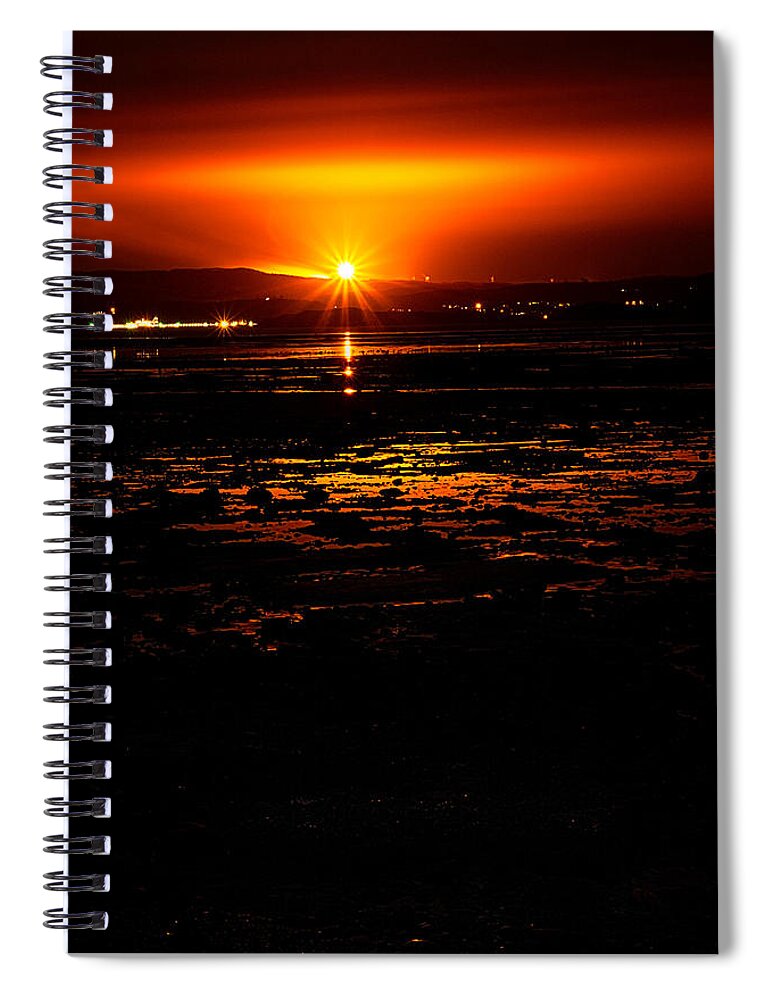 firth Of Forth Spiral Notebook featuring the photograph Night Flare. by Lenny Carter