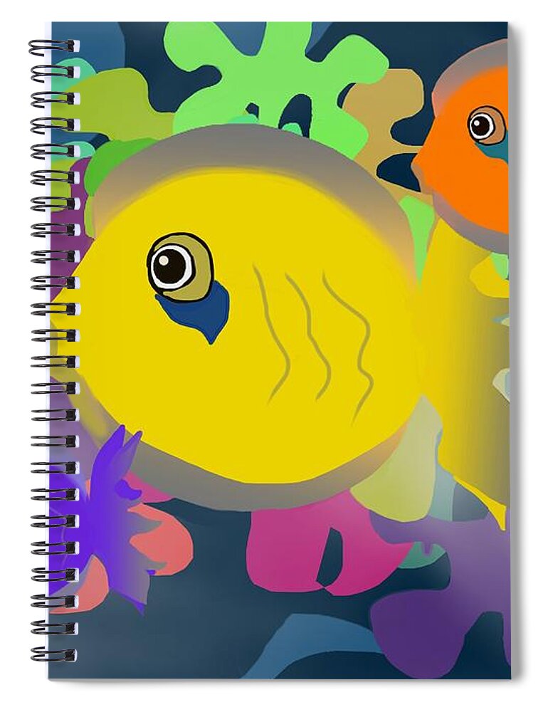 Tropical Fish Spiral Notebook featuring the digital art Night swimming by Christine Fournier