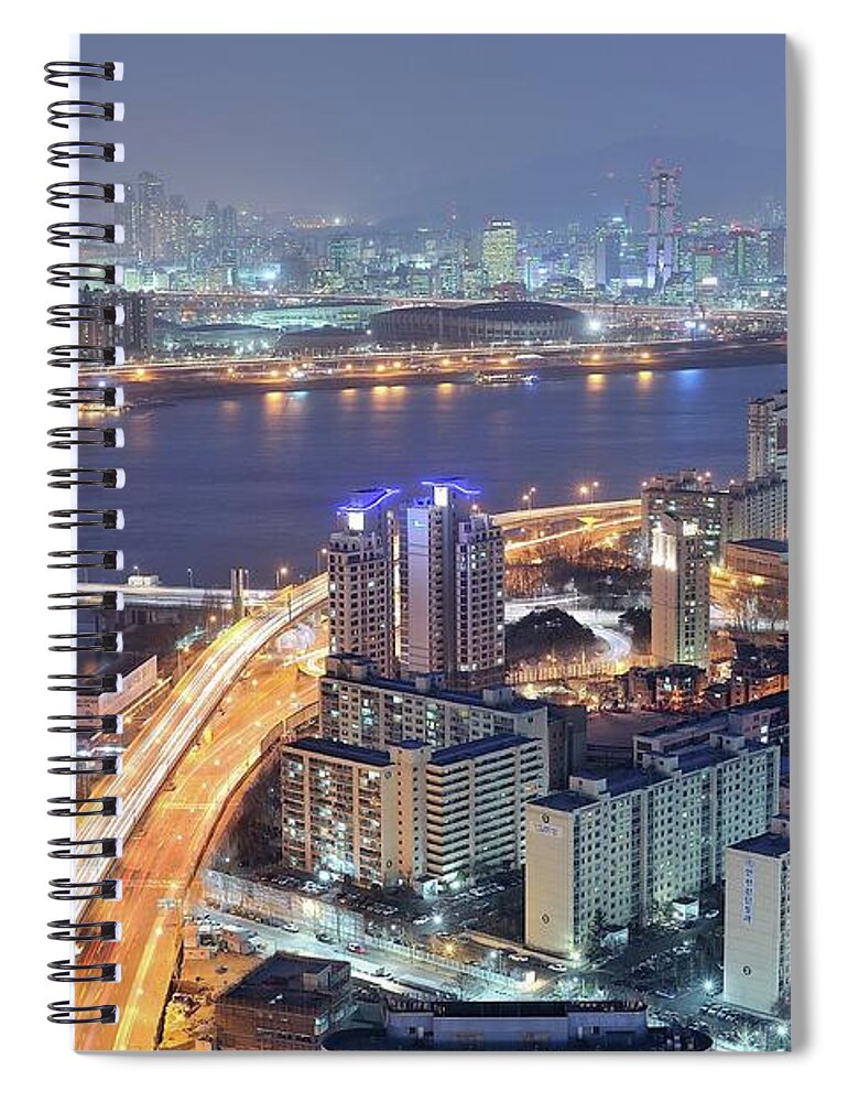 Seoul Spiral Notebook featuring the photograph Night View Of Seoul by Tokism