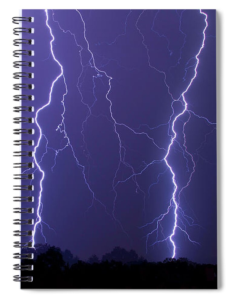Thunderstorm Spiral Notebook featuring the photograph Night With Spectacular Lightning by Republica