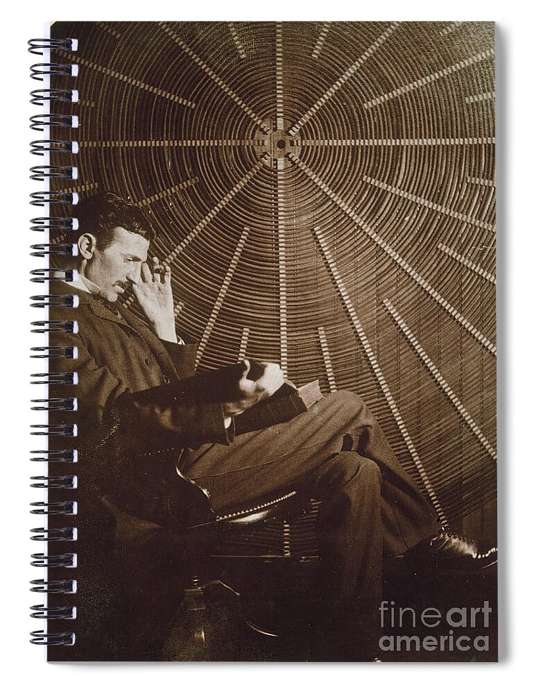 1895 Spiral Notebook featuring the photograph Nikola Tesla by Granger