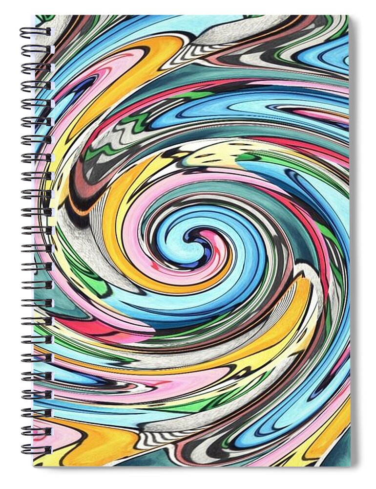 Swirl Spiral Notebook featuring the digital art Nine Into One by Helena Tiainen
