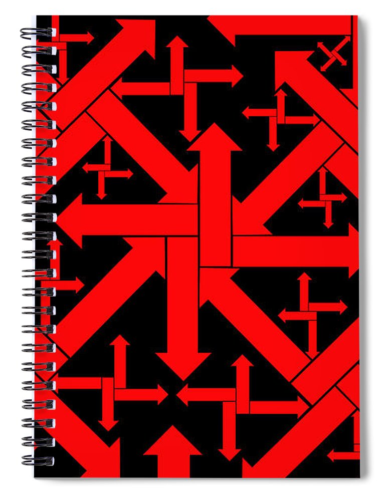 Abstract Arrows Spiral Notebook featuring the digital art No Direction 1 by Mike McGlothlen