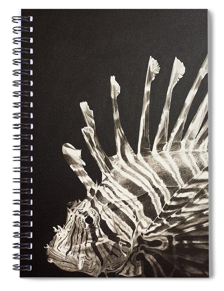 Painting Of A Lion Fish Spiral Notebook featuring the painting No Lion by Scott Robinson