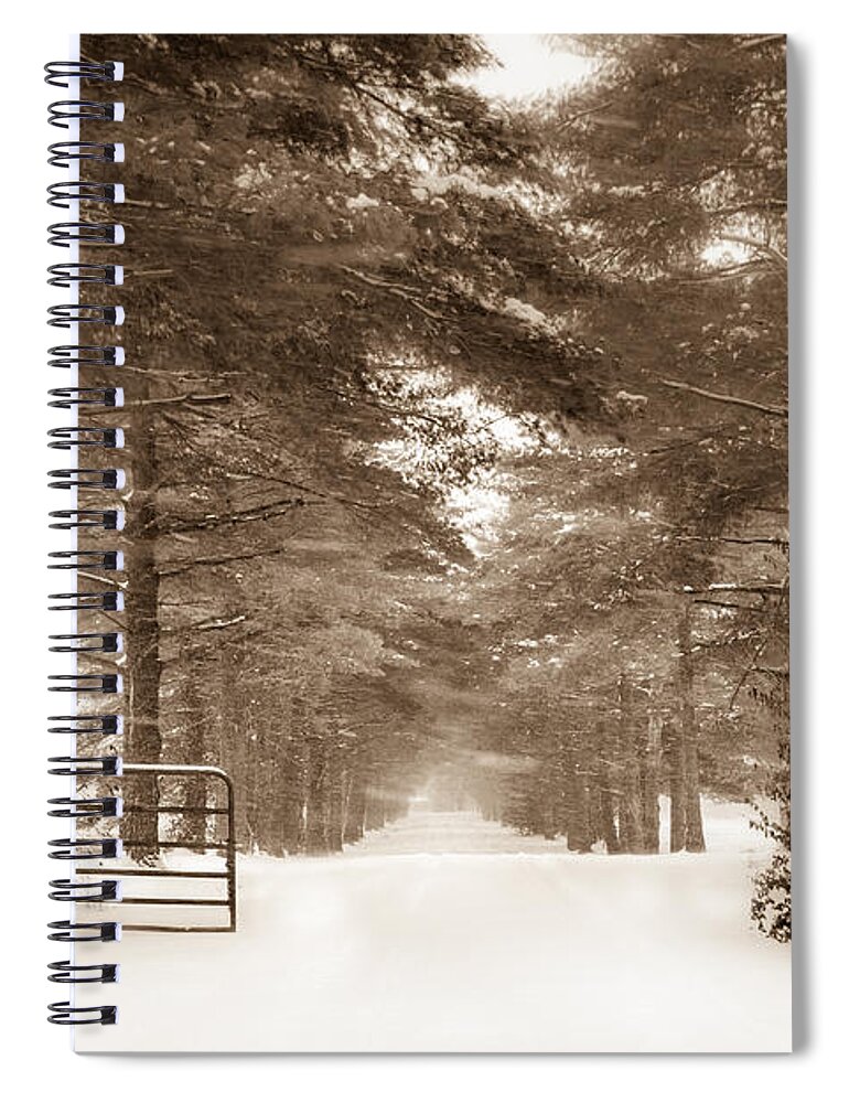 No Trespassing Spiral Notebook featuring the photograph No Trespassing - Sepia by Ron Pate
