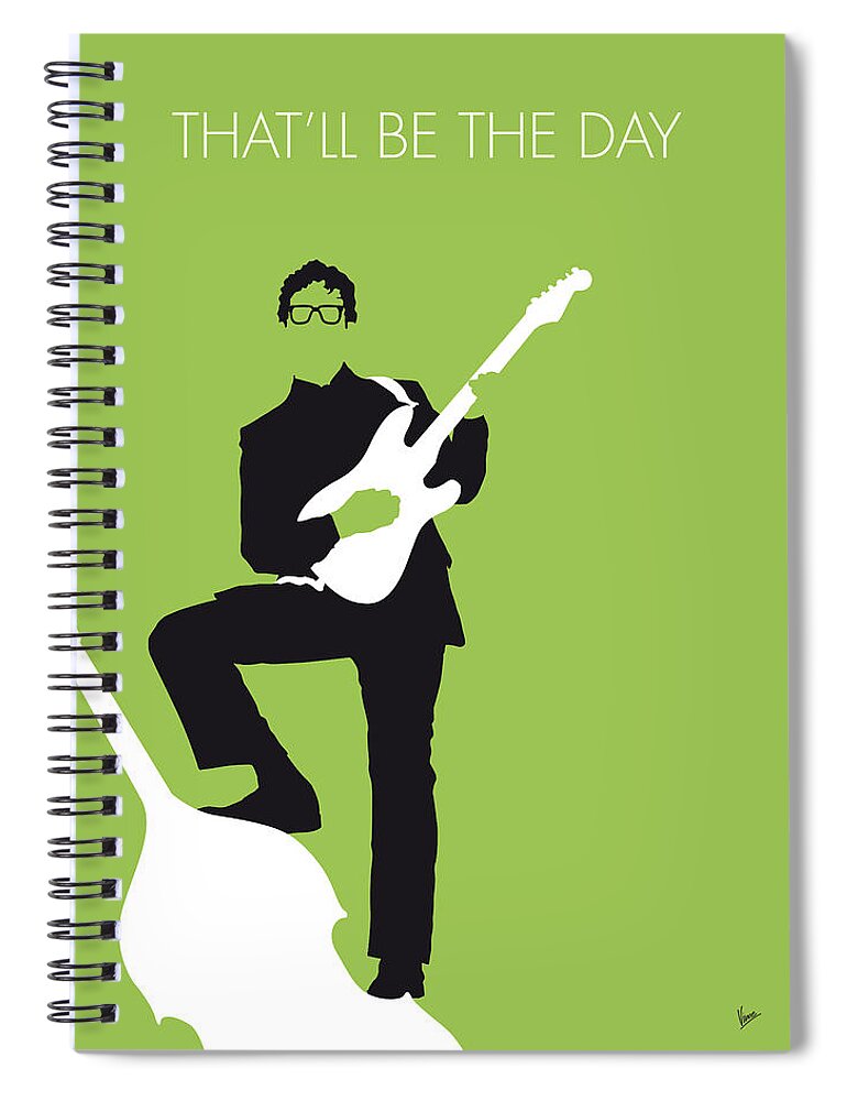 Buddy Spiral Notebook featuring the digital art No056 MY BUDDY HOLLY Minimal Music poster by Chungkong Art