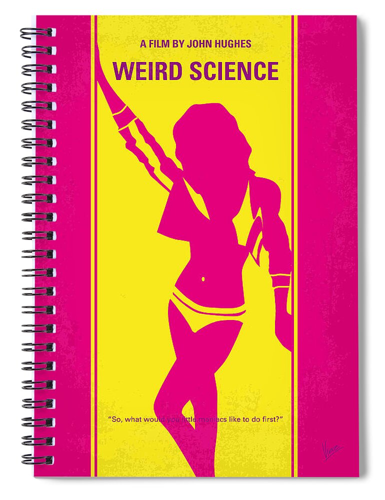 Weird Science Spiral Notebook featuring the digital art No106 My Weird science minimal movie poster by Chungkong Art