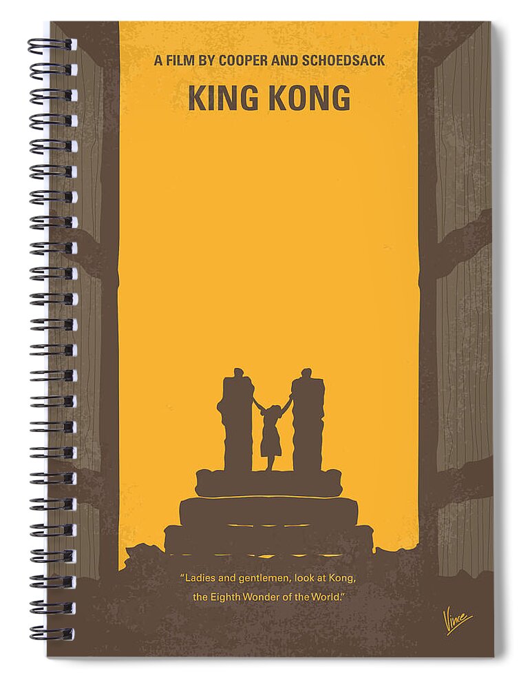King Kong Spiral Notebook featuring the digital art No133 My KING KONG minimal movie poster by Chungkong Art