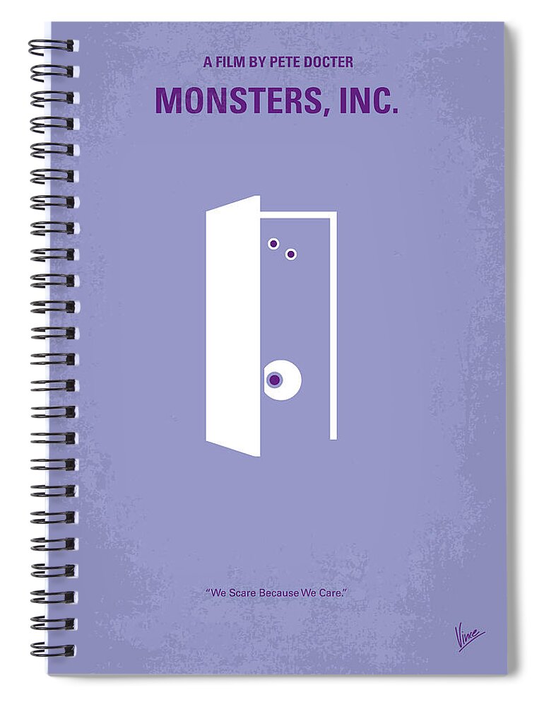 Monster Spiral Notebook featuring the digital art No161 My Monster Inc minimal movie poster by Chungkong Art