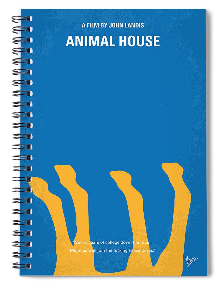 Animal Spiral Notebook featuring the digital art No230 My Animal House minimal movie poster by Chungkong Art
