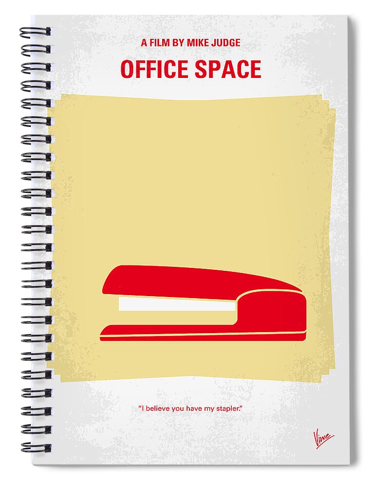 Office Spiral Notebook featuring the digital art No255 My OFFICE SPACE minimal movie poster by Chungkong Art