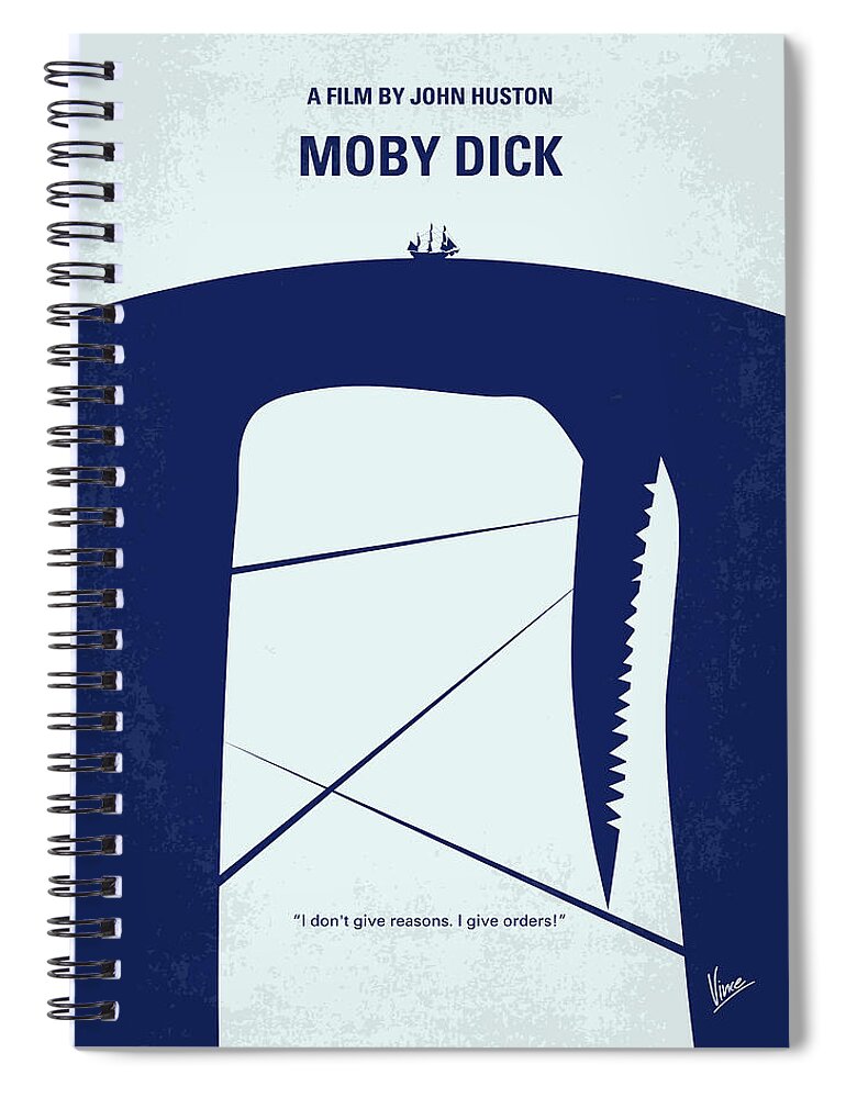 Moby Dick Spiral Notebook featuring the digital art No267 My MOBY DICK minimal movie poster by Chungkong Art