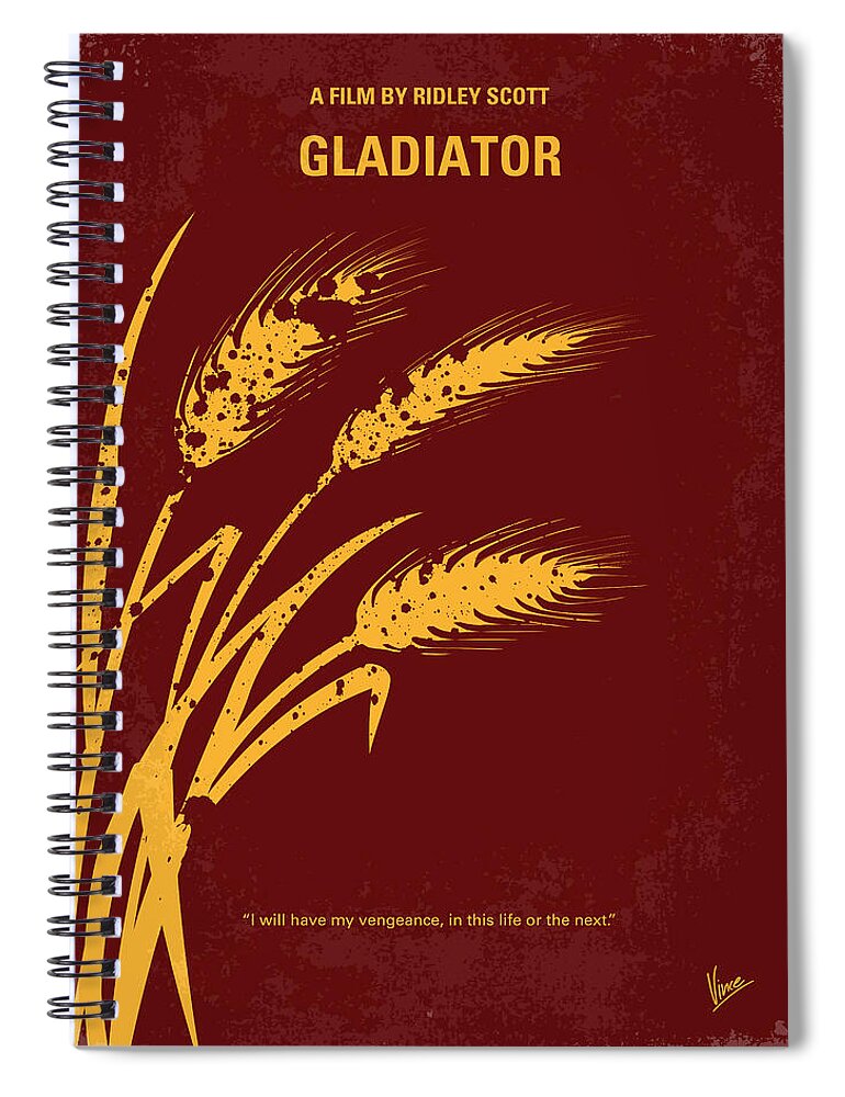 Gladiator Spiral Notebook featuring the digital art No300 My GLADIATOR minimal movie poster by Chungkong Art