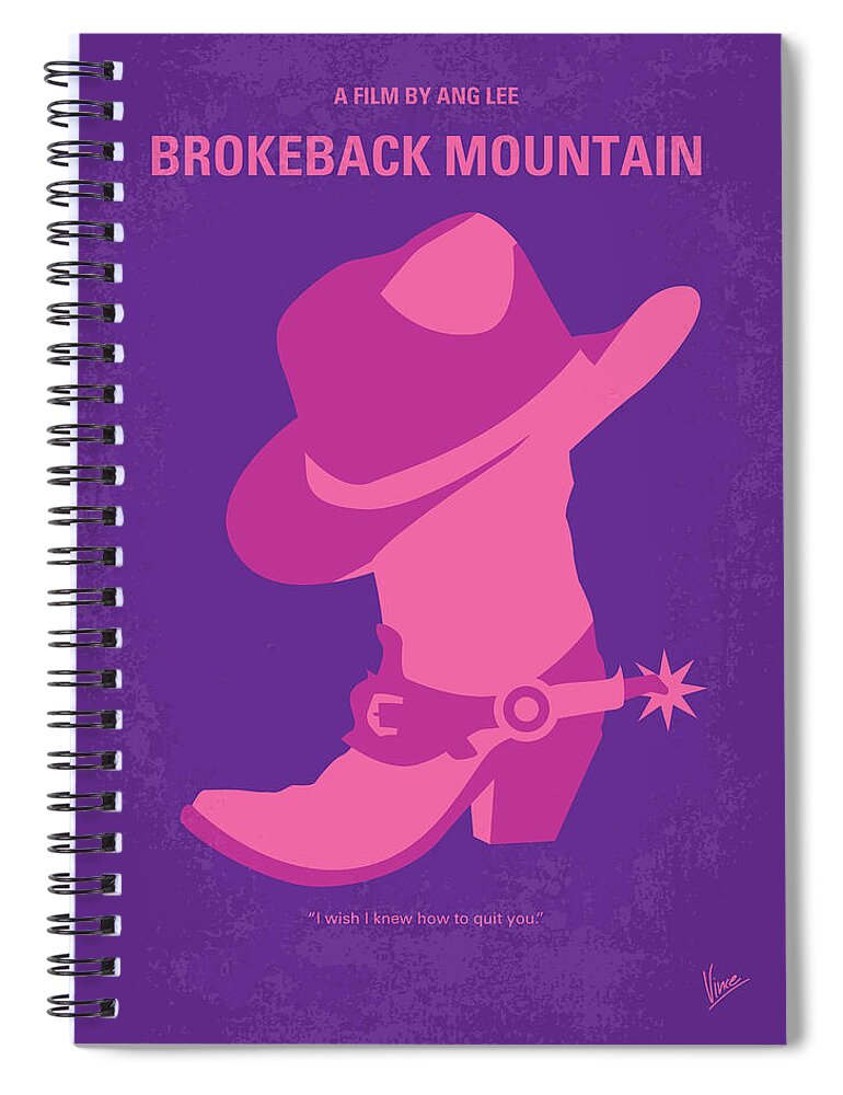 Brokeback Mountain Spiral Notebook featuring the digital art No369 My Brokeback Mountain minimal movie poster by Chungkong Art