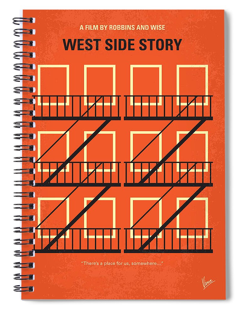 West Side Story Spiral Notebook featuring the digital art No387 My West Side Story minimal movie poster by Chungkong Art