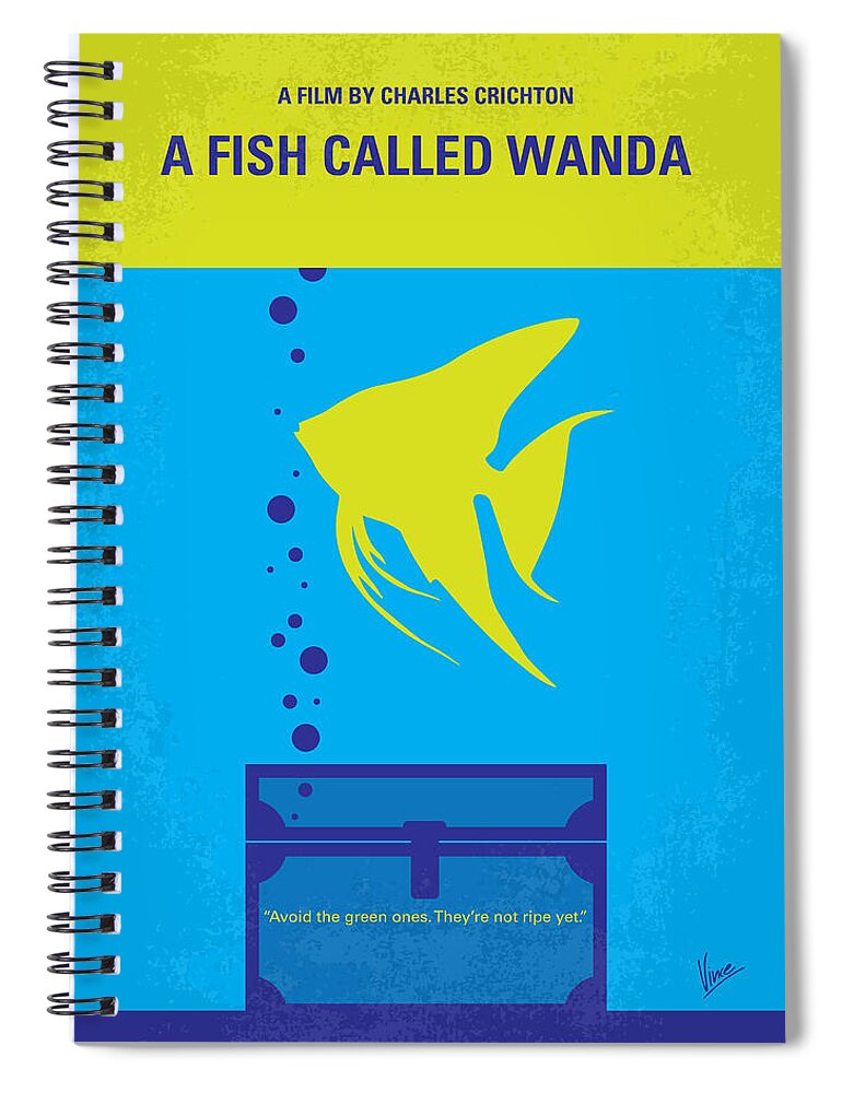 A Fish Called Wanda Spiral Notebook featuring the digital art No389 My A Fish Called Wanda minimal movie poster by Chungkong Art