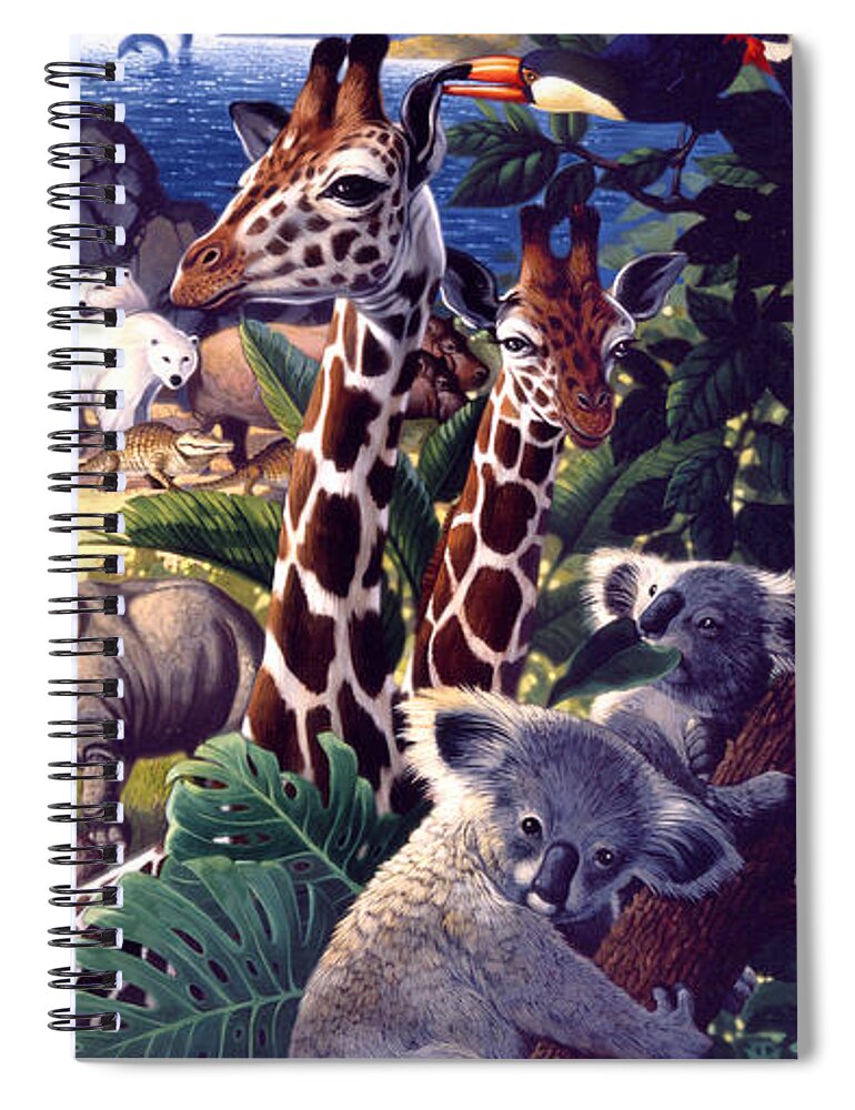 Biblical Spiral Notebook featuring the painting Noah's Ark by Mia Tavonatti