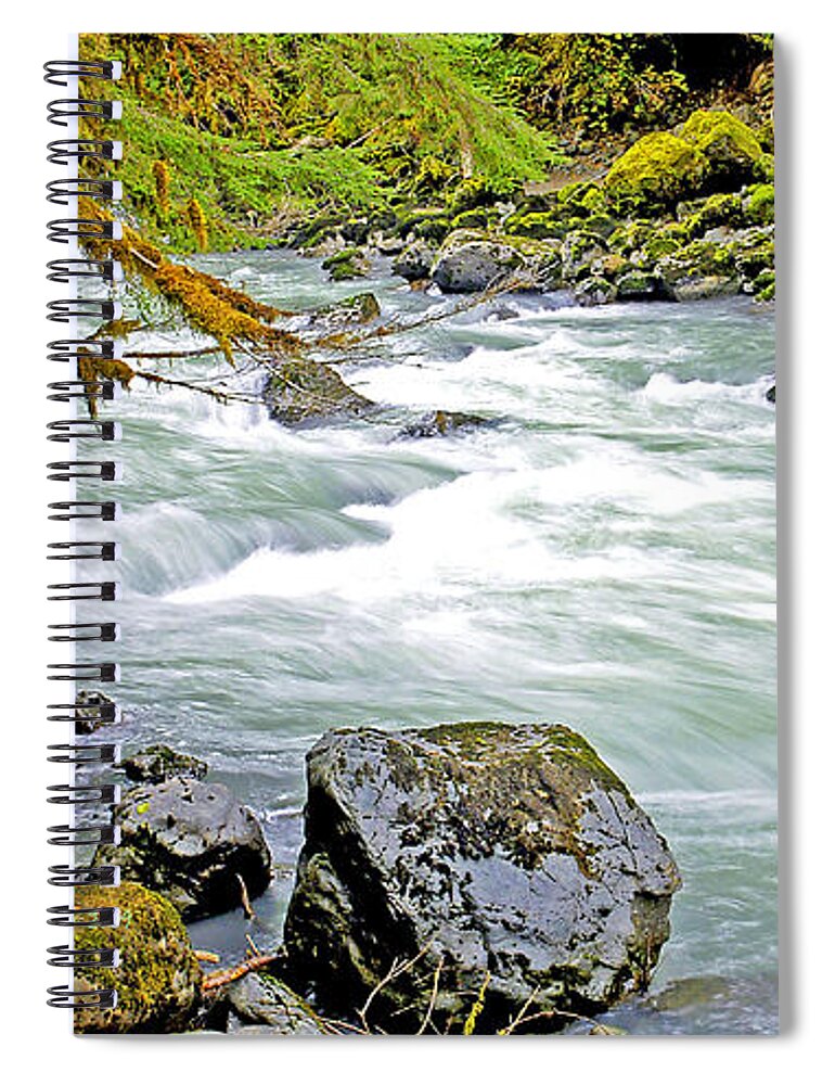 Flow Spiral Notebook featuring the photograph Nooksack River Rapids Washington State by A Macarthur Gurmankin
