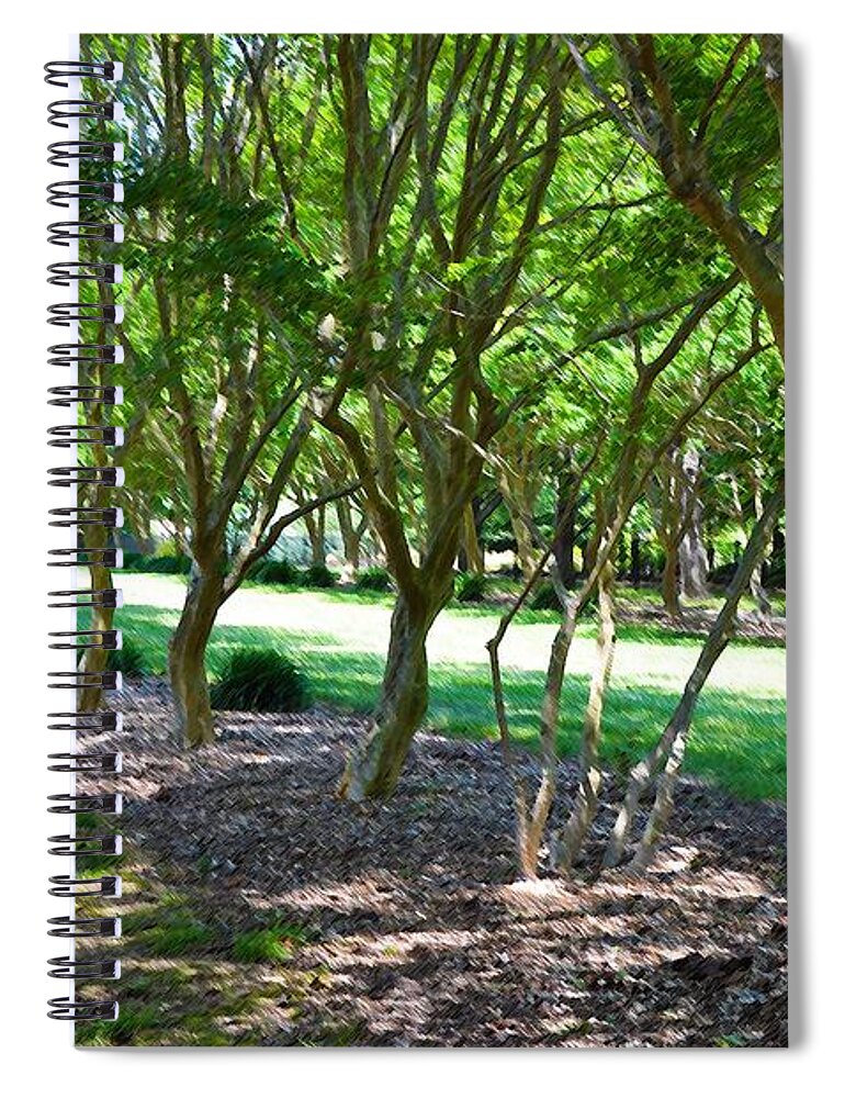 Favorite Spot In The Gardens Spiral Notebook featuring the painting Norfolk Botanical Garden 3 by Jeelan Clark