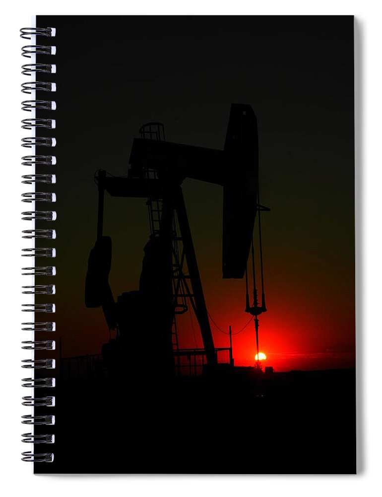 Oil. Gas Spiral Notebook featuring the photograph North Dakota Oil by Jeff Swan