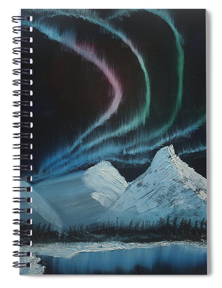 Landscape Spiral Notebook featuring the painting Northern Lights by Ian Donley