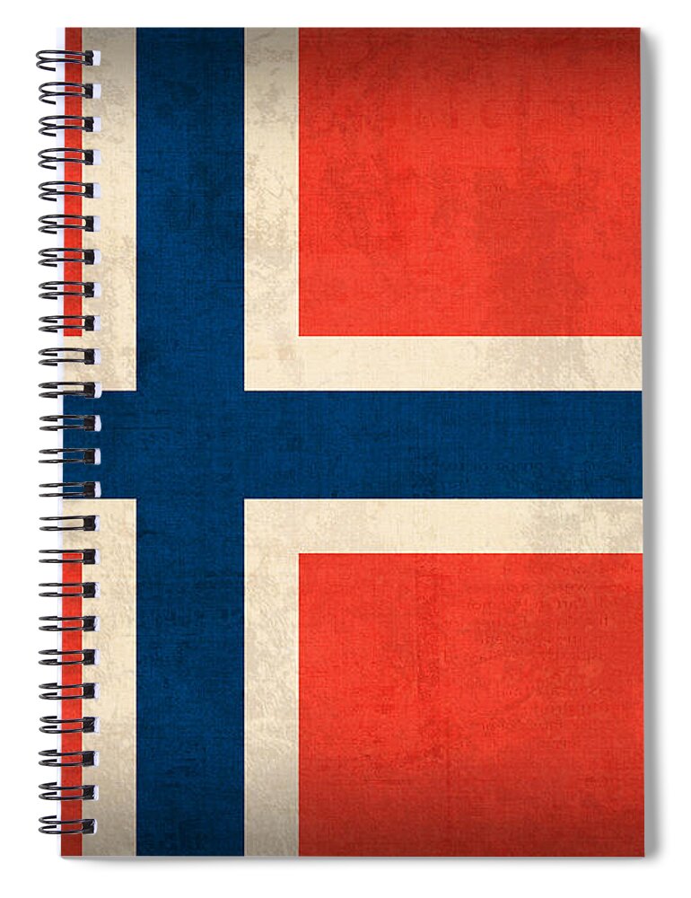Norway Flag Distressed Vintage Finish Norwegian Oslo Scandinavian Europe Country Nation Spiral Notebook featuring the mixed media Norway Flag Distressed Vintage Finish by Design Turnpike