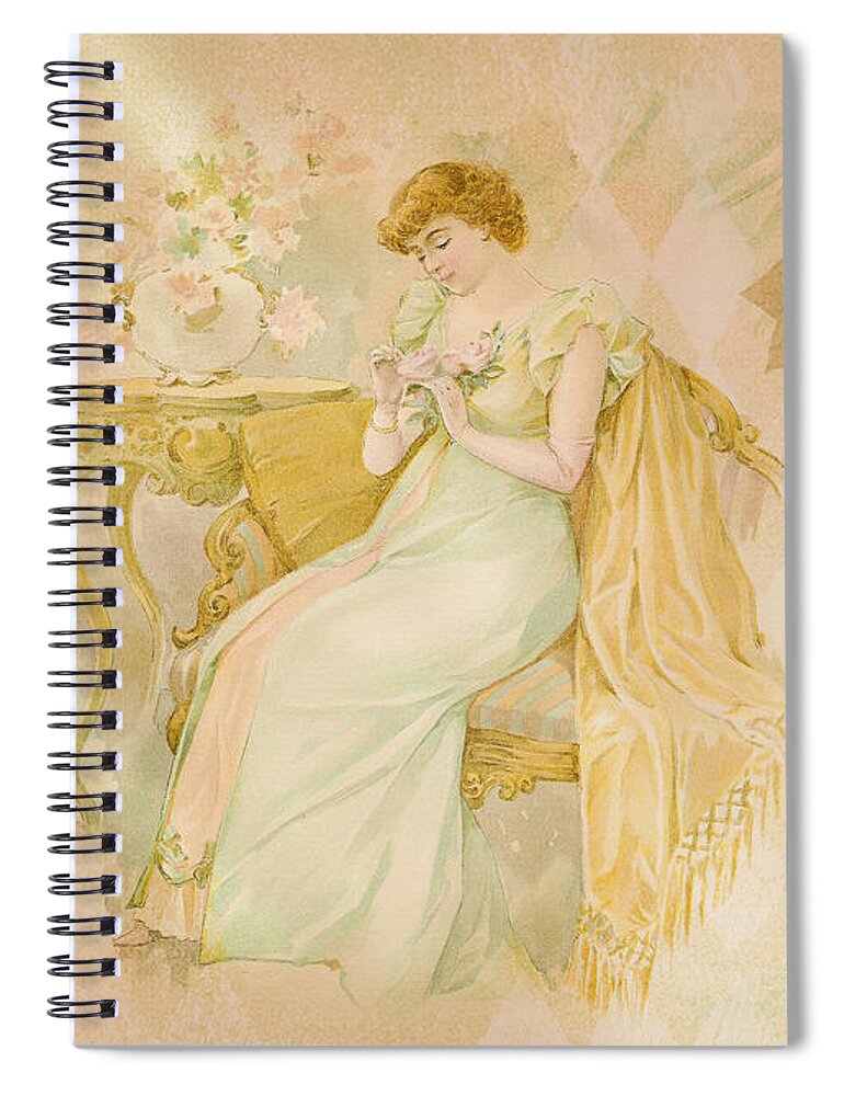 Nostalgic Lady Spiral Notebook featuring the digital art Nostalgic Contemplation by Sandra Foster