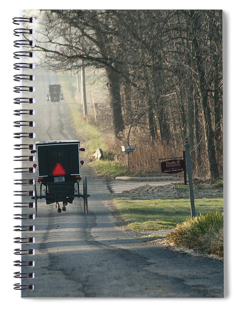 Amish Spiral Notebook featuring the photograph November Buggies by David Arment