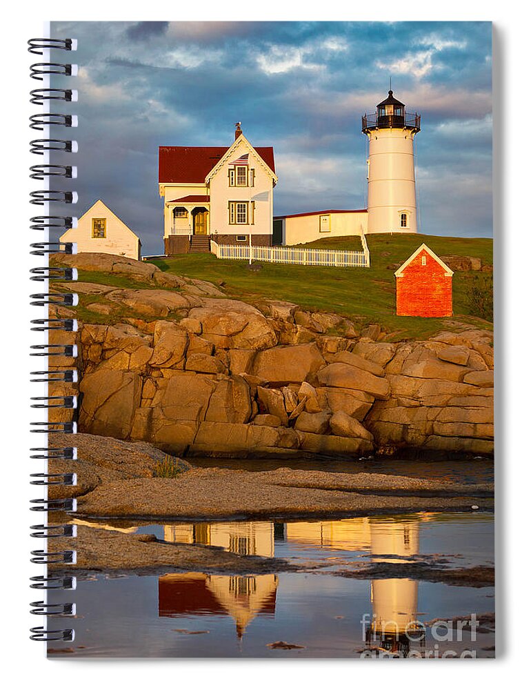 Atlantic Ocean Spiral Notebook featuring the photograph Nubble Lighthouse No 1 by Jerry Fornarotto