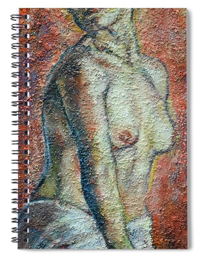 Raija Merila Spiral Notebook featuring the painting Nude Lisbeth by Raija Merila