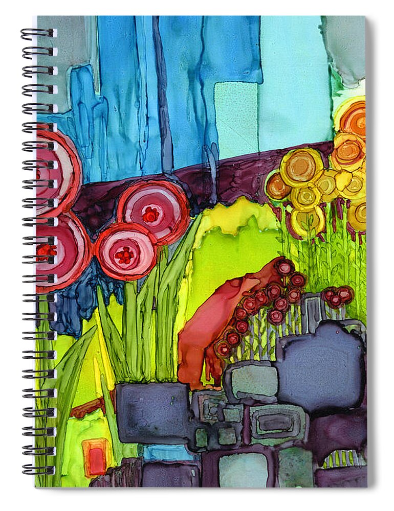Abstract Spiral Notebook featuring the painting Number XIII by Vicki Baun Barry