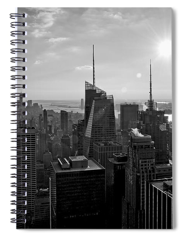 Black And White Spiral Notebook featuring the photograph NY Times Skyline BW by S Paul Sahm