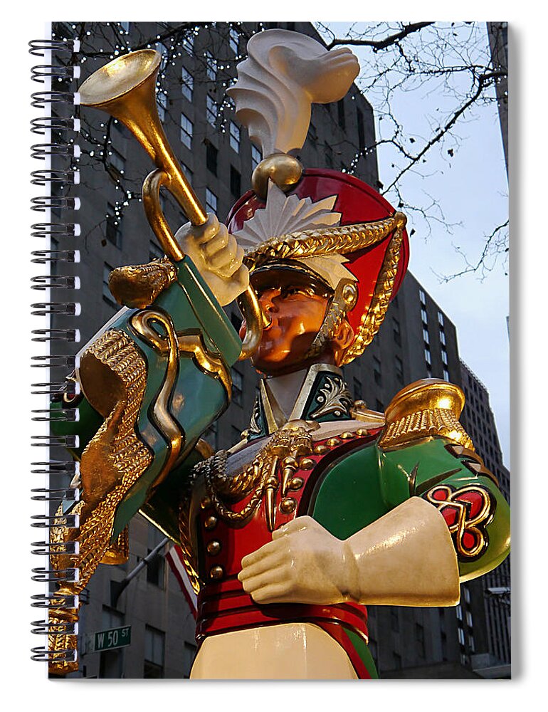 Nyc Spiral Notebook featuring the photograph NYC - Rockerfeller Bugler by Richard Reeve