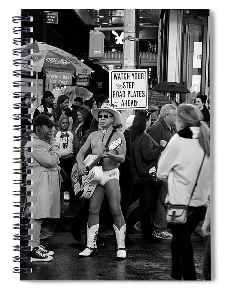 Richard Reeve Spiral Notebook featuring the photograph NYC - Street Cowboy by Richard Reeve
