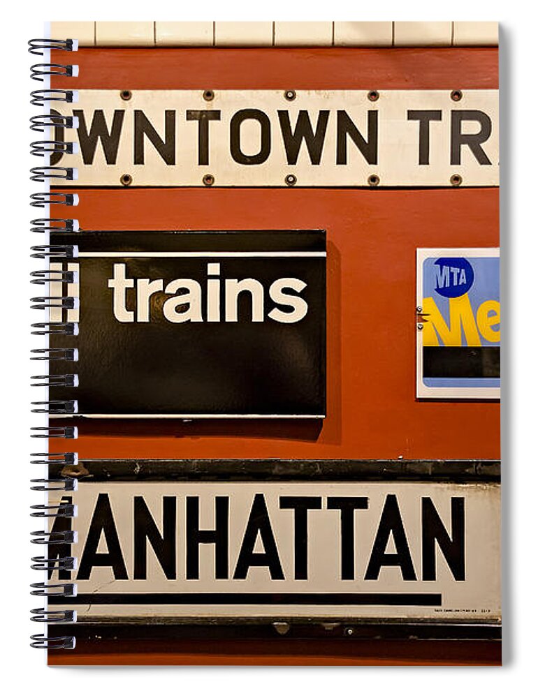 America Spiral Notebook featuring the photograph NYC Subway Signs by Susan Candelario