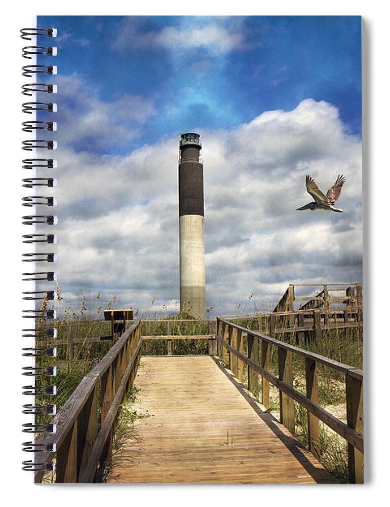 Oak Spiral Notebook featuring the photograph Oak Island Lighthouse by Betsy Knapp