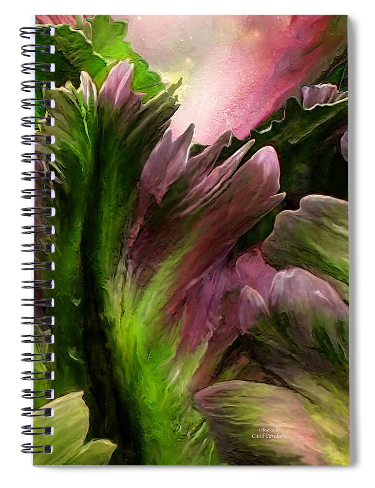 Parrot Tulip Spiral Notebook featuring the mixed media Obsession 2 by Carol Cavalaris