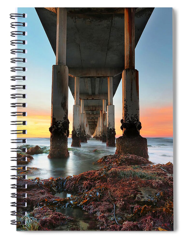 Sunset Spiral Notebook featuring the photograph Ocean Beach California Pier 2 by Larry Marshall