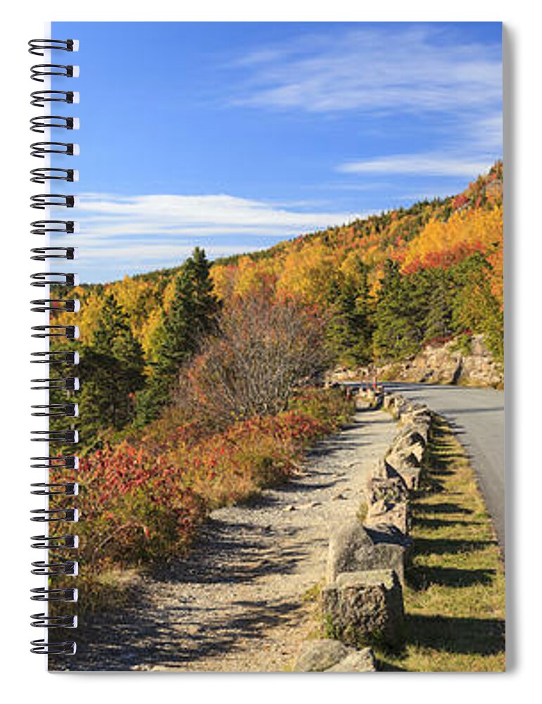 Otter Cliff Spiral Notebook featuring the photograph Ocean Drive road panorama Acadia National Park by Ken Brown