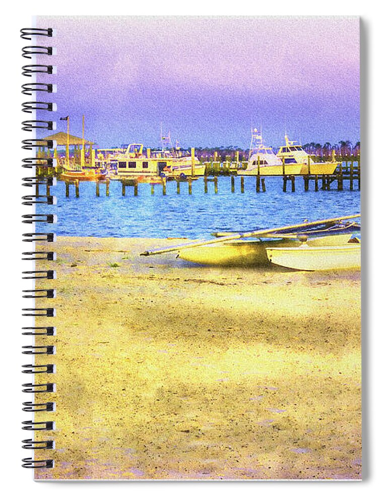 Beach Spiral Notebook featuring the painting Coastal - Beach - Boats - Ocean Front Property by Barry Jones