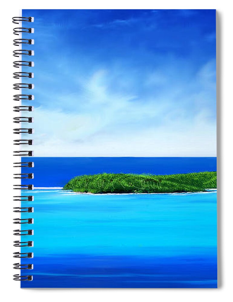 Tropical.tropical Island.tropical Island Print.ocean.ocean Print.turquois Sea.turquois Water.seascape Spiral Notebook featuring the digital art Ocean tropical island by Anthony Fishburne