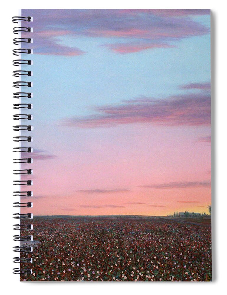 Landscape Spiral Notebook featuring the painting October Cotton by James W Johnson