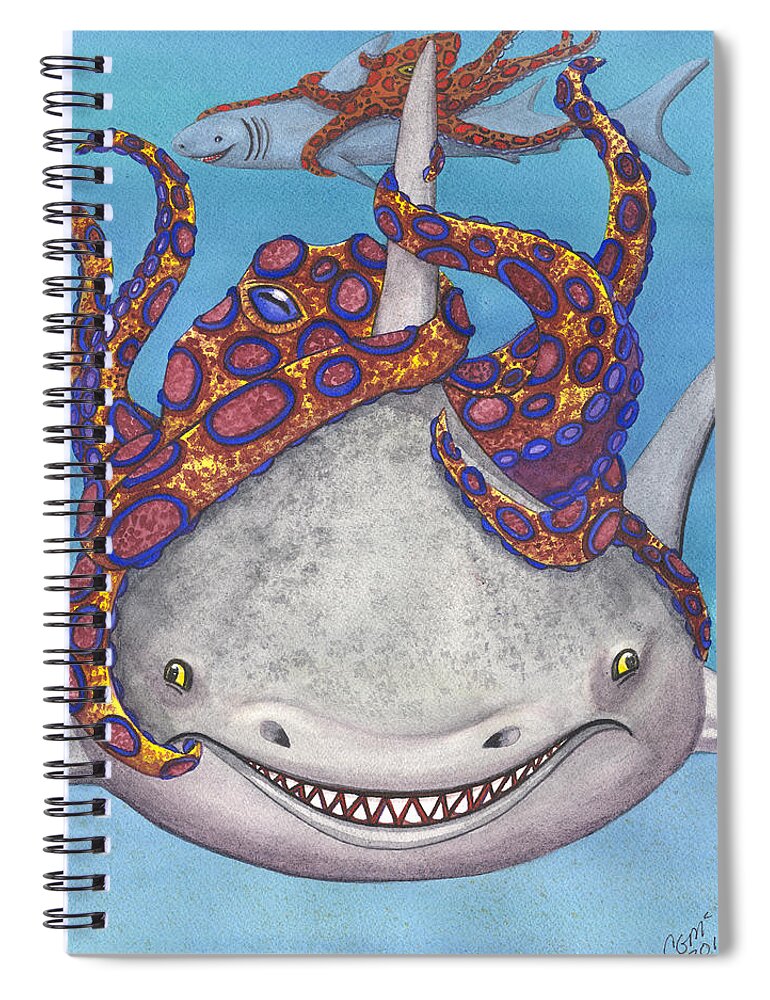 Octopus Spiral Notebook featuring the painting Octopied by Catherine G McElroy