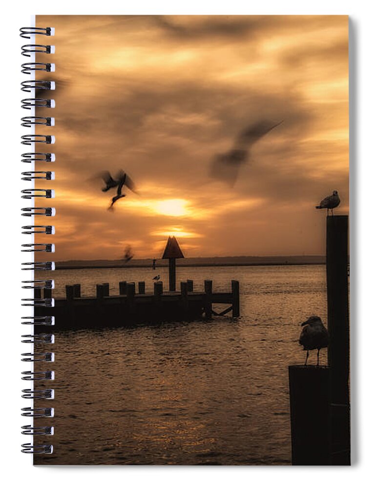 Harbor Spiral Notebook featuring the photograph Ode to Hitchcock by David Kay