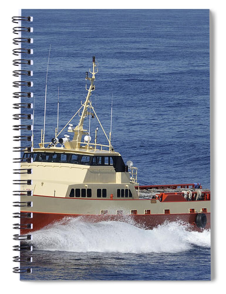 Crew Boat Spiral Notebook featuring the photograph Offshore supply vessel by Bradford Martin
