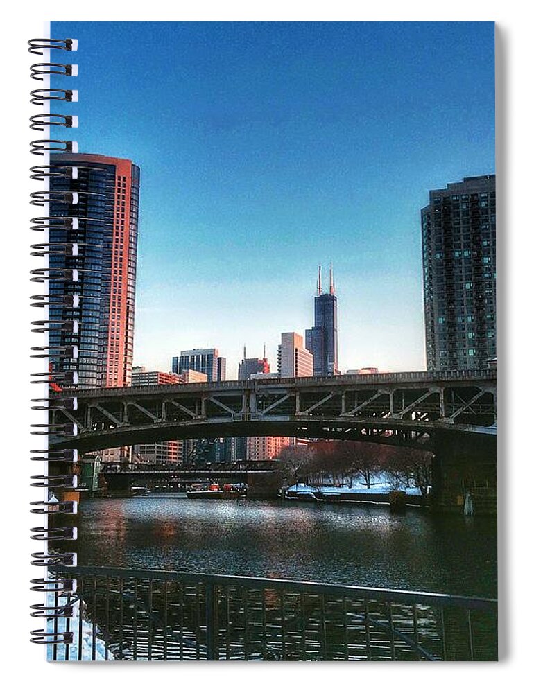 Chicago Spiral Notebook featuring the photograph Ohio Street Bridge Over Chicago River by Nick Heap