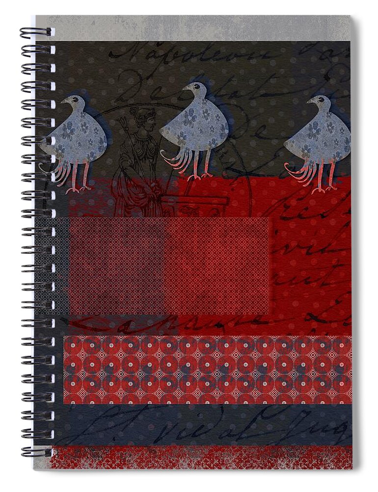 Birds Spiral Notebook featuring the digital art Oiselot - 106161103-12a by Variance Collections