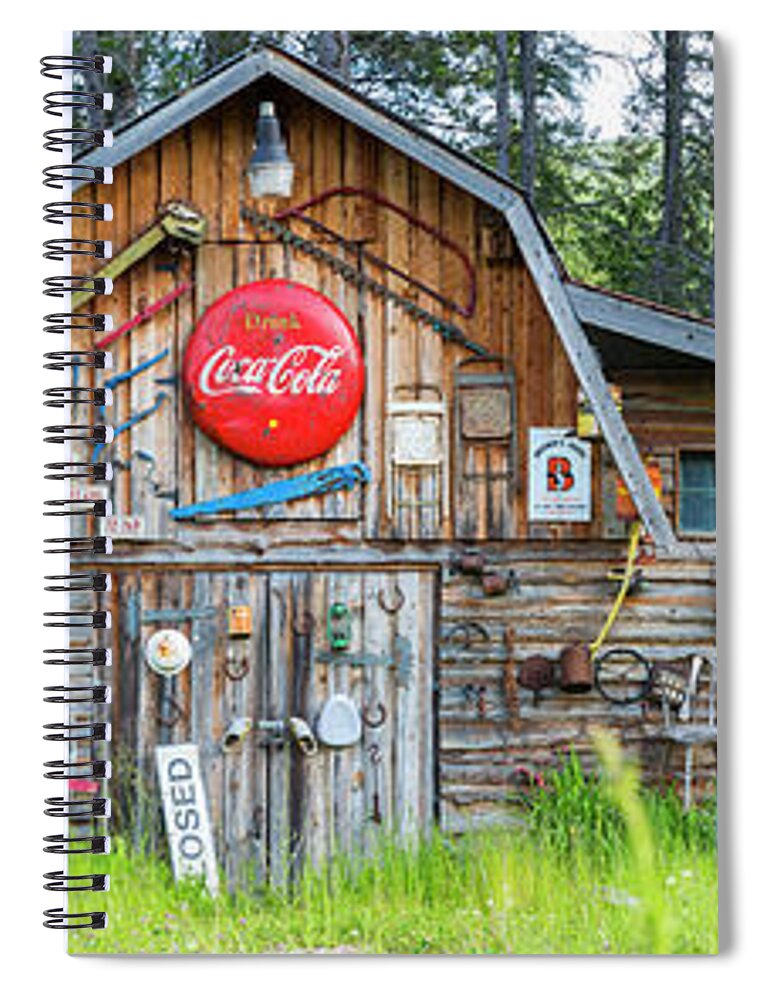 Panoramic Spiral Notebook featuring the photograph Old Americana Barn, Montana, Usa by Peter Adams