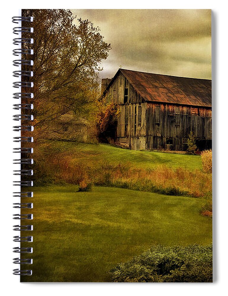 Barn Spiral Notebook featuring the photograph Old Barn In October by Lois Bryan