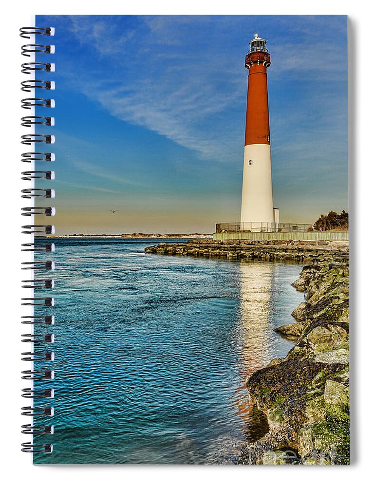 Barnegat Lighthouse Spiral Notebook featuring the photograph Old Barney at Sunrise - Barnegat Lighthouse by Lee Dos Santos